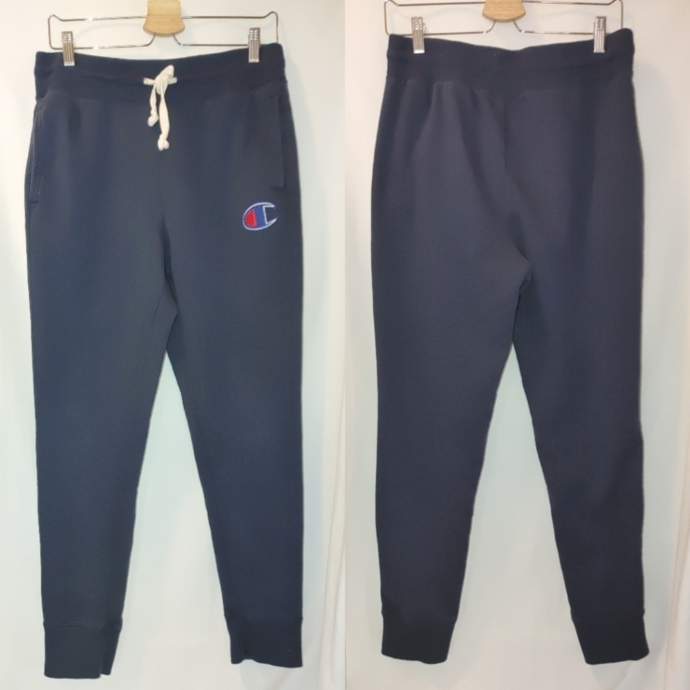 Champion Navy Fleece Cotton Joggers Sweats Medium‎ C Logo Unisex